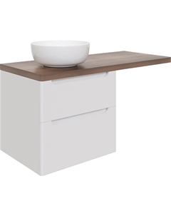 Тумба с раковиной Берген 122 L подвесная цвет Белый глянцевый Темное дерево Stworki