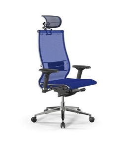 Кресло Samurai S-3, на колесиках, сетка, синий/черный Метта