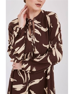 Платье с воротником на завязках и принтом Stern