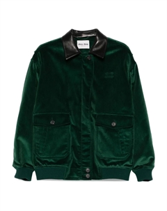 Куртка с кожаным воротником, зеленый Miu miu