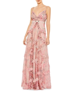 Платье из цветочного шифона, розовый Mac duggal