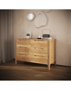 Комод для хранения с шестью ящиками из шпона ясеня желтый So'home