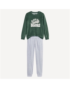 Пижама из велюра с принтом скейтборд серый La redoute collections