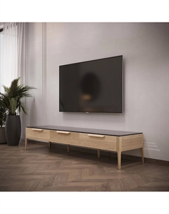 Тумба под ТВ из массива дуба с тремя ящиками каштановый Laredoute