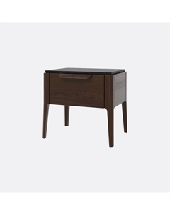 Прикроватная тумба из дуба с мраморной столешницей каштановый Laredoute