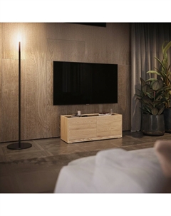 Низкая консоль для гостиной из дуба с двумя дверцами 114 см каштановый So'home