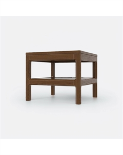 Квадратный журнальный столик из массива дуба с полкой каштановый Laredoute