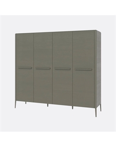 Шкаф 4-х дверный для одежды из массива дуба серый Laredoute