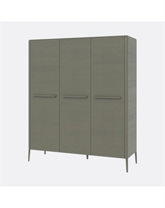 Шкаф трхдверный для одежды из массива дуба серый Laredoute