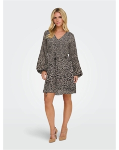 Платье с V-образным вырезом цветочный принт черный Only