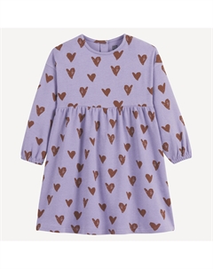 Платье флисовое с длинными рукавами с набивным рисунком в виде сердечек фиолетовый La redoute collections