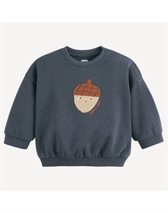 Свитер на кнопках из флиса с декоративным элементом в виде лесного орешка из букле серый La redoute collections