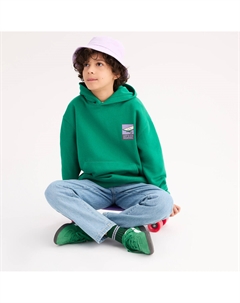 Свитшот с капюшоном из мольтона зеленый La redoute collections