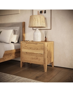 Прикроватная тумба для спальни с двумя ящиками из шпона ясеня желтый So'home