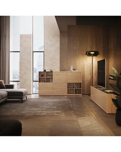 Комод-сервант для хранения из шпона дуба с открытыми и закрытыми секциями каштановый Laredoute