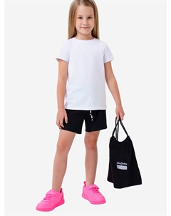 Комплект для занятий спортом для девочки: футболка, шорты, сумка-мешок, Мультицвет Playtoday