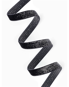 Лента бархатная, с серебряным люрексом, 10 мм, 18±1 м, черная №03 Арт узор