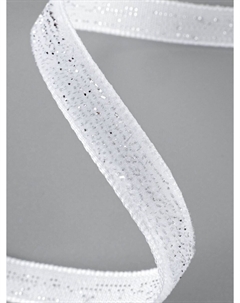 Лента бархатная, с серебряным люрексом, 6 мм, 18±1 м, белая №01 Арт узор