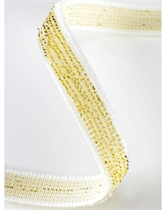 Лента бархатная, с золотым люрексом, 6 мм, 18±1 м, белая №01 Арт узор