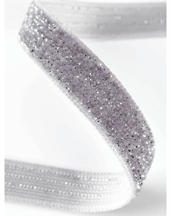 Лента бархатная, с серебряным люрексом, 10 мм, 18±1 м, серая №184 Арт узор