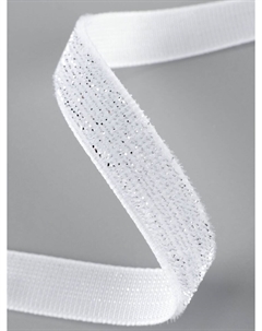 Лента бархатная, с серебряным люрексом, 10 мм, 18±1 м, белая №01 Арт узор