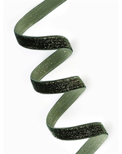 Лента бархатная, с золотым люрексом, 10 мм, 18±1 м, зеленая №165 Арт узор