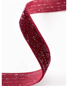 Лента бархатная, с серебряным люрексом, 10 мм, 18±1 м, бордовая №46 Арт узор