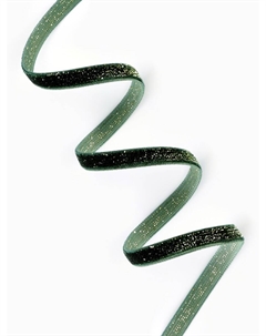 Лента бархатная, с золотым люрексом, 6 мм, 18±1 м, зеленая №165 Арт узор