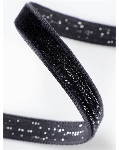 Лента бархатная, с серебряным люрексом, 6 мм, 18±1 м, черная №03 Арт узор