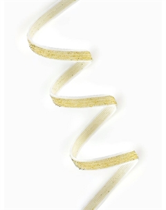 Лента бархатная, с золотым люрексом, 6 мм, 18±1 м, белая №01 Арт узор