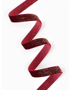 Лента бархатная, с золотым люрексом, 10 мм, 18±1 м, бордовая №46 Арт узор