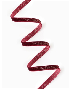 Лента бархатная, с золотым люрексом, 6 мм, 18±1 м, бордовая №46 Арт узор