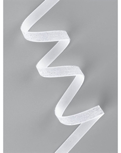 Лента бархатная, с серебряным люрексом, 10 мм, 18±1 м, белая №01 Арт узор