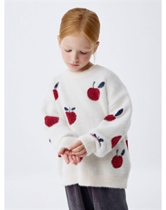 Пушистый джемпер оверсайз с принтом для девочек Sela