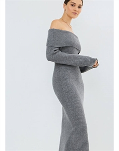 Вязаное платье с открытыми плечами, Серый Ostin
