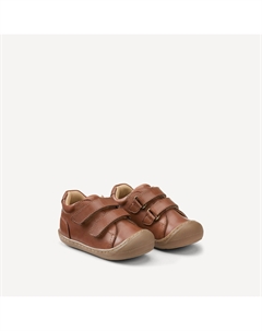 Кожаные ботильоны с двойной застежкой на липучке каштановый La redoute collections