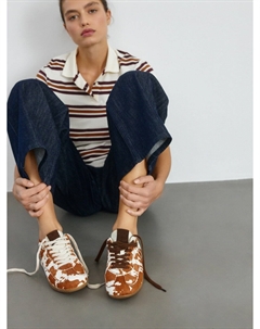 Кеды из меха пони и замши Sela