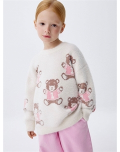 Пушистый джемпер оверсайз с принтом для девочек Sela