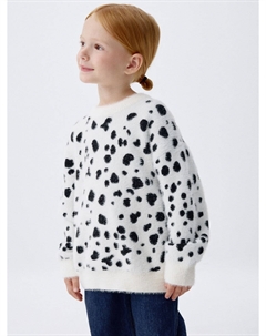 Пушистый джемпер оверсайз с принтом для девочек Sela