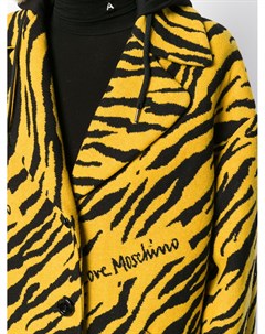 Однобортное пальто с тигровым узором Love moschino