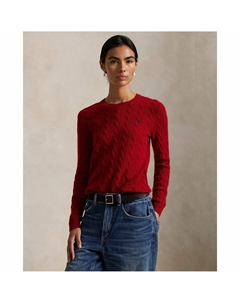 Джемпер с круглым вырезом из шерсти и кашемира вязаный узор косы красный Polo ralph lauren