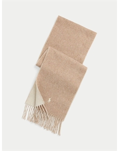 Двусторонний шарф из меланжевой шерсти каштановый Polo ralph lauren