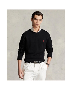 Пуловер с круглым вырезом из хлопка черный Polo ralph lauren