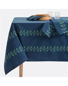Скатерть из стираного хлопкавискозы с вышивкой Auvray синий La redoute interieurs