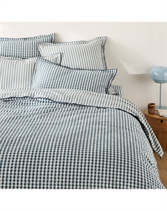 Пододеяльник из хлопка сирсакер жатого Cottage blue синий La redoute interieurs