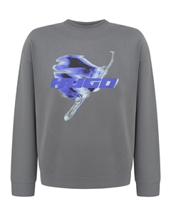 Свитшот хлопковый с графическим принтом Hugo blue