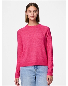 Пуловер из пышного трикотажа с круглым вырезом розовый Pieces