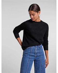 Пуловер из пышного трикотажа с круглым вырезом черный Pieces