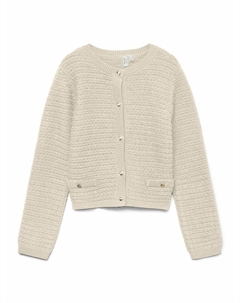 Кардиган с круглым вырезом на пуговицах бежевый Vero moda