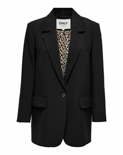 Блейзер с длинными рукавами и подкладкой с из набивной ткани с рисунком под леопарда черный Only